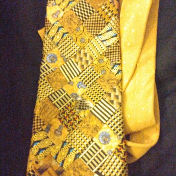 ❤️BRIONI ITALY Patchwork 100% Silk Yellow Luxurious Tie 61x4 - Picture 4 of 11